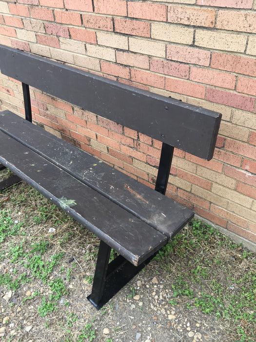 BROWN BENCH WITH BLACK STEEL BASE