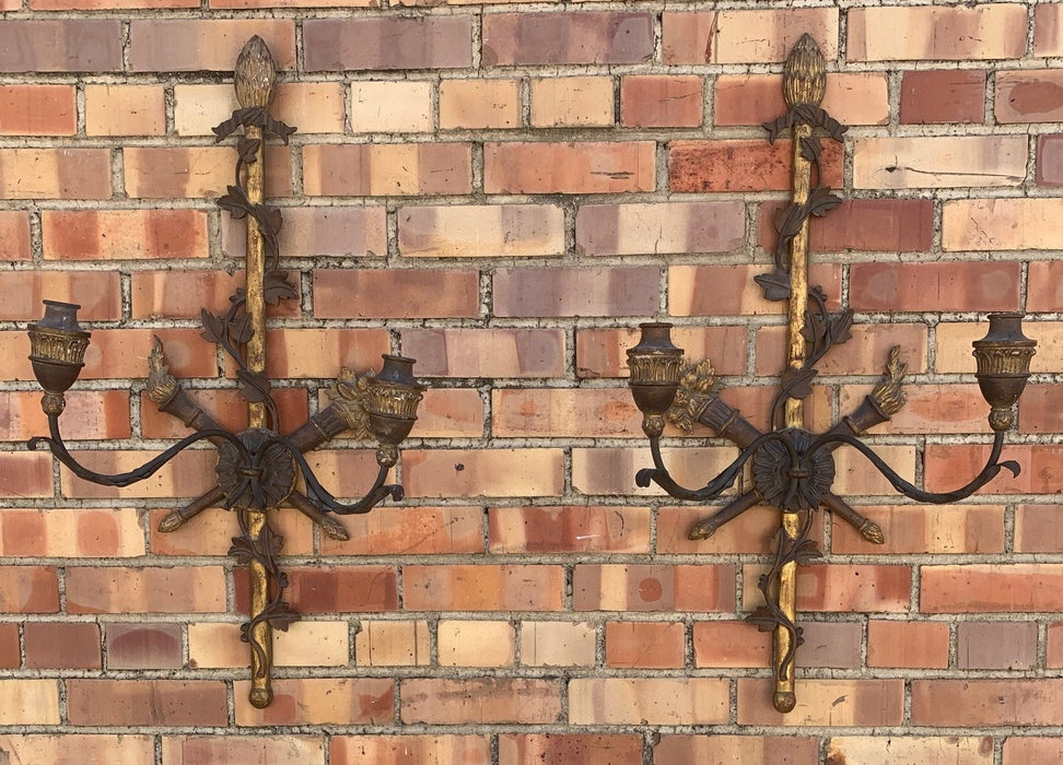 PAIR OF GILT ITALIAN WALL CANDLEABRAS