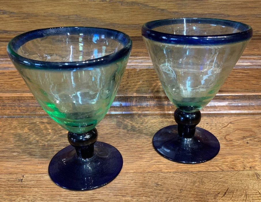 PAIR OF COBALT STEMMED COCKTAIL GLASSES