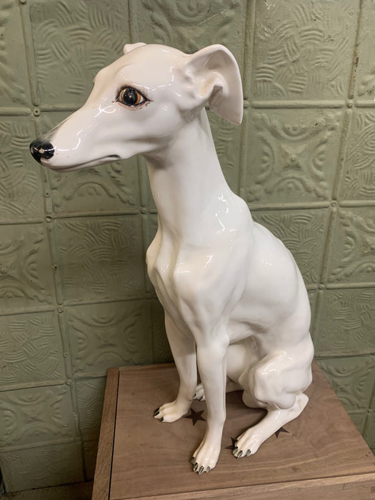 WHIPPET DOG PORCELAIN SCULPTURE - AS FOUND (CRACK ON FOOT)