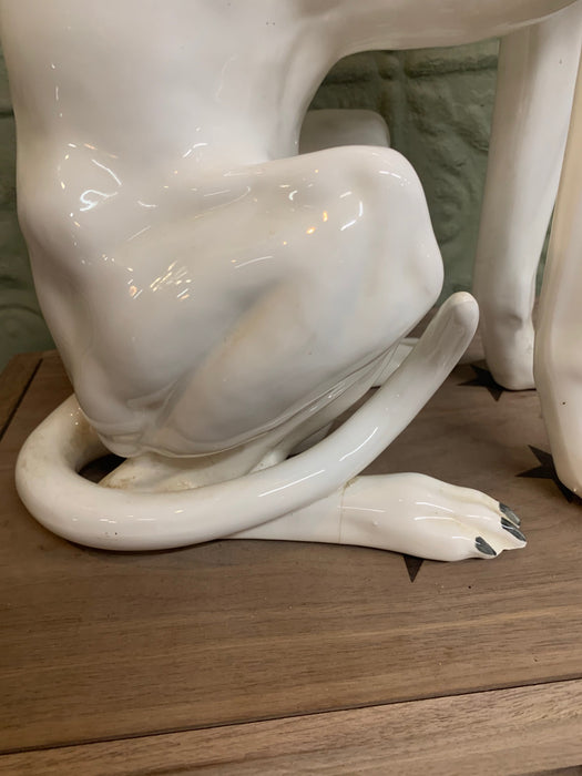 WHIPPET DOG PORCELAIN SCULPTURE - AS FOUND (CRACK ON FOOT)