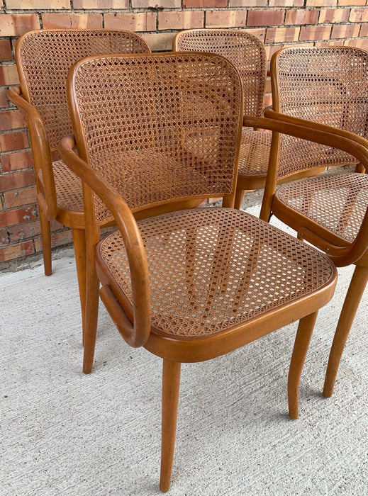 PAIR OF CZECHOSLOVAKIAN THONET STYLE CHAIRS WITH CANING
