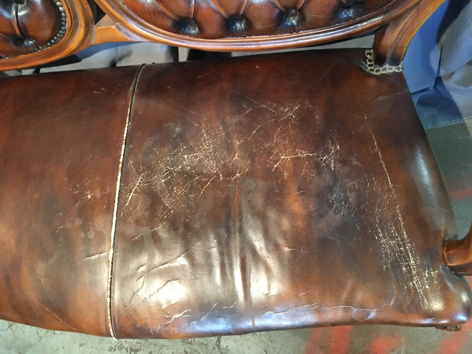 FRENCH BAROQUE STYLE LEATHER SETTEE