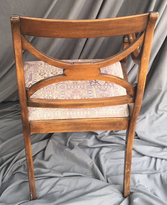 MAHOGANY ARM CHAIR WITH SEAT EMBROIDER