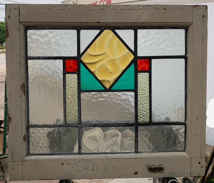 ENGLISH DECO STAINED GLASS WINDOW