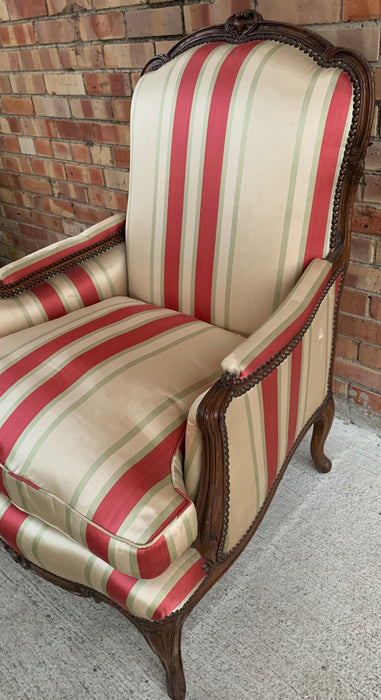 STRIPED SILK FABRIC UPHOLSTERED LOUIS XV CHAIR