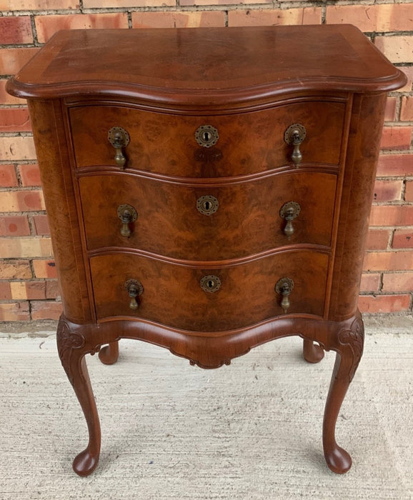 OXBOW BURLED QUEEN ANNE SMALL CHEST ON LEGS