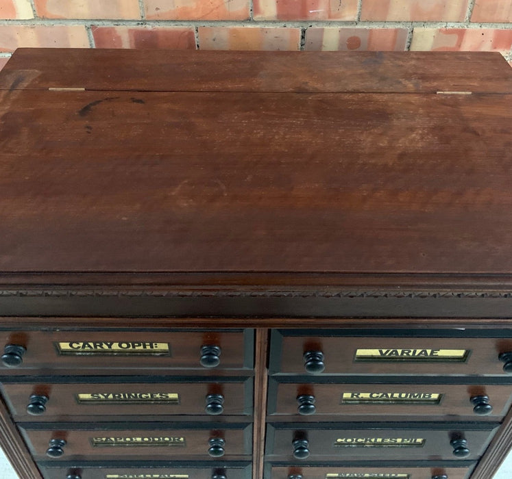 ANTIQUE 1880'S WALNUT APOTHECARY CABINET