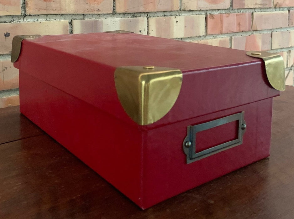RED WITH BRASS CORNERS BOX