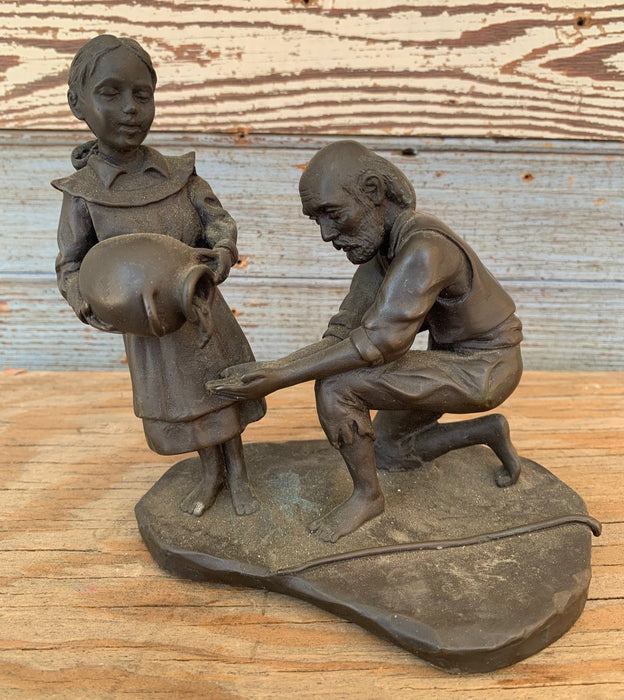 SMALL BRONZE OF GIRL AND MAN