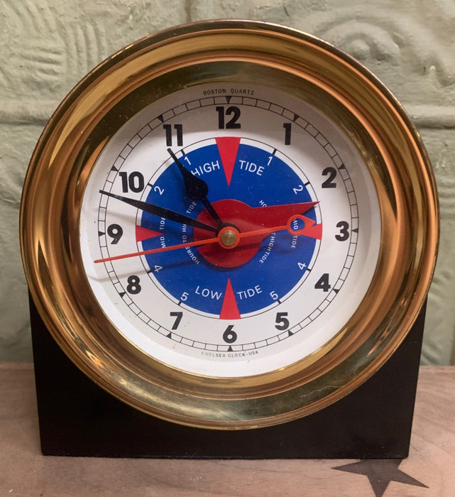 BRASS COLORFUL NAUTICAL TIDAL GAUGE CLOCK ON STAND