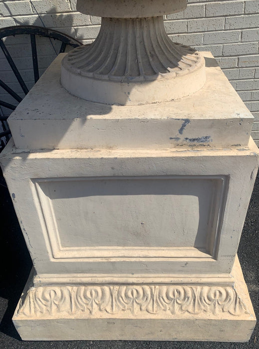 PAIR OF MONUMENTAL WHITE METAL URNS-6 FEET TALL