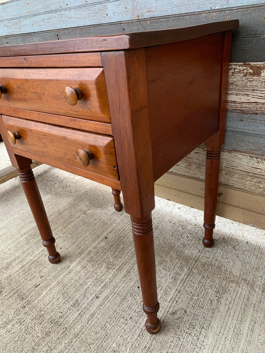 19TH CENTURY COUNTRY SHERATON CHERRY SIDE TABLE WITH 2 DRAWERS