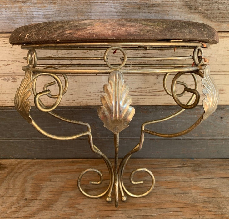 FOLIATE METAL AND WOOD HANGING SHELF