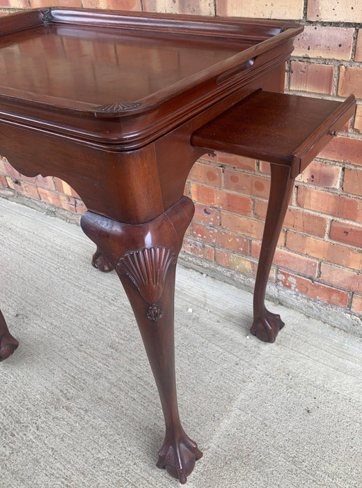 MAHOGANY CHIPPENDALE TEA TABLE WITH LIFT OFF TRAY