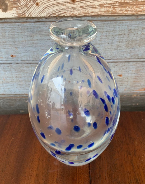 OVOID ART GLASS VASE WITH BLUE DOTS