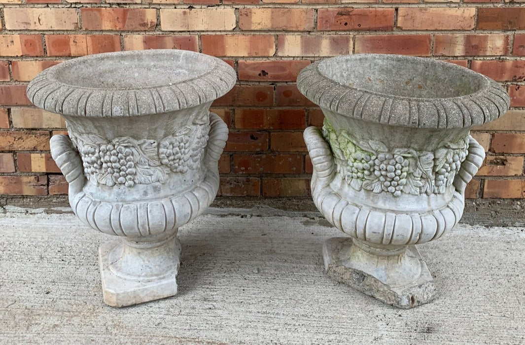 PAIR OF CONCRETE PLANTERS AS IS