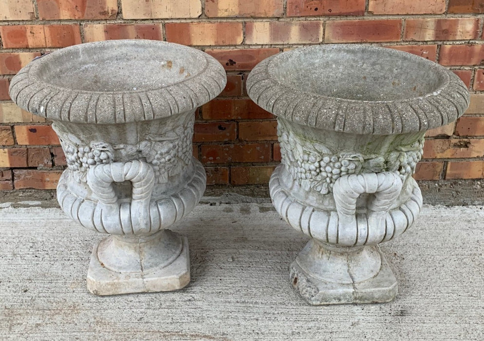 PAIR OF CONCRETE PLANTERS AS IS