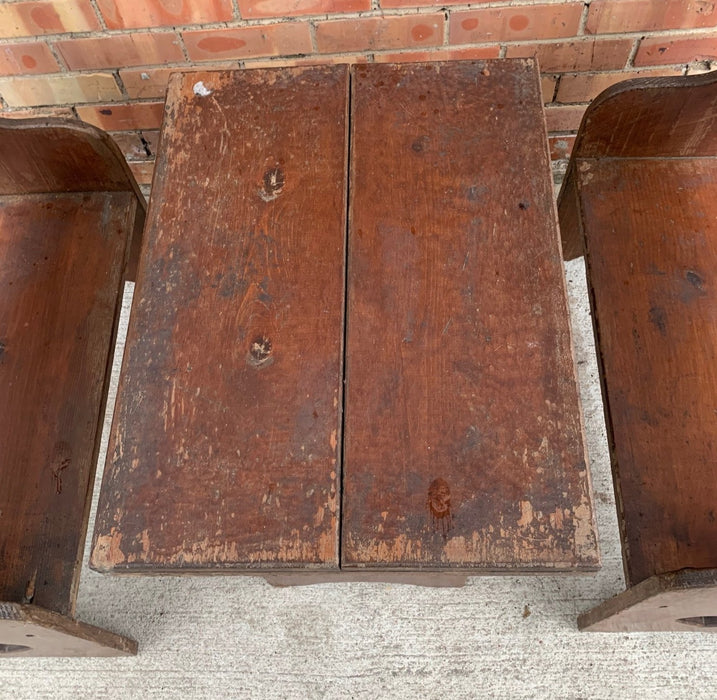 CHILD'S PINE TRESTLE TABLE AND 2 BENCHES SET