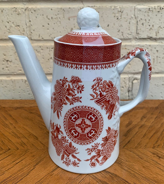 SMALL RED AND WHITE SPODE TEAPOT