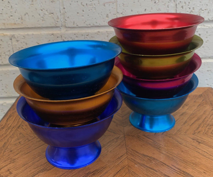 SET OF 7 50'S MULTICOLOR ALUMINUM SHERBERTS