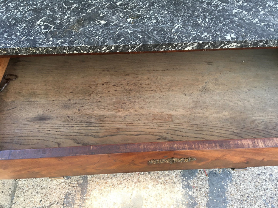 LARGE MAHOGANY MARBLE TOP EMPIRE CHEST