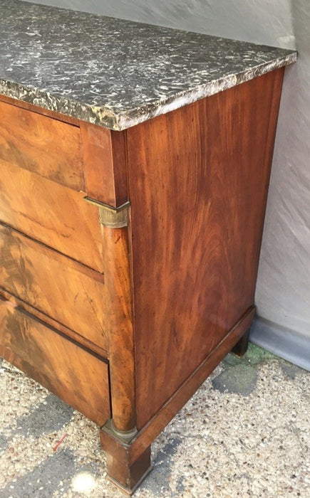 LARGE MAHOGANY MARBLE TOP EMPIRE CHEST