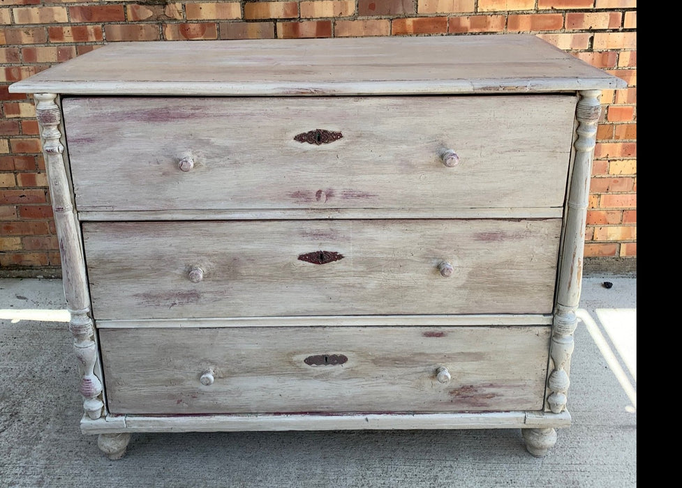 GREY PAINTED ANTIQUE PINE CHEST