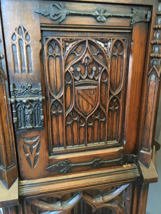 SMALL DARK OAK GOTHIC CREDENZA