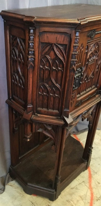 SMALL DARK OAK GOTHIC CREDENZA