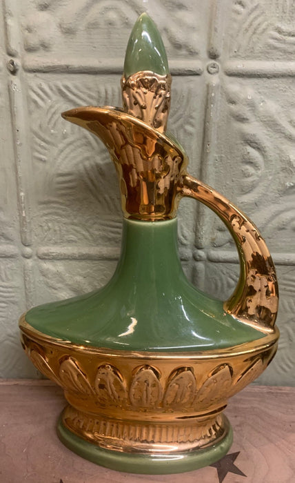 JIM BEAN 1967 GOLD AND GREEN DECANTER