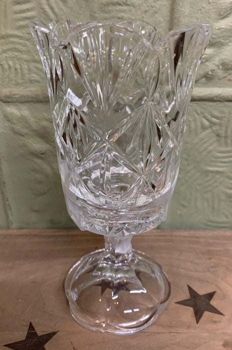SMALL 2 PIECE CRYSTAL CANDLE STICK WITH HURRICANE SHADE