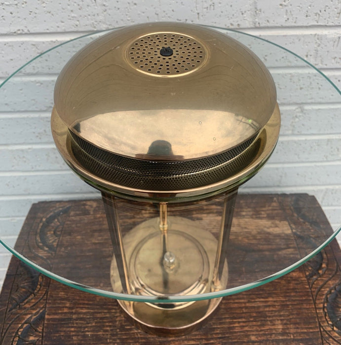 POST MODERN "SATURN" BRASS AND ROUND GLASS TABLE LAMP
