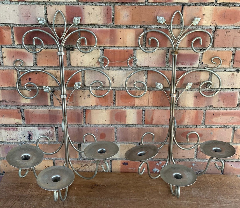 PAIR OF SILVER COLOR ROD IRON CANDLE WALL SCONCES