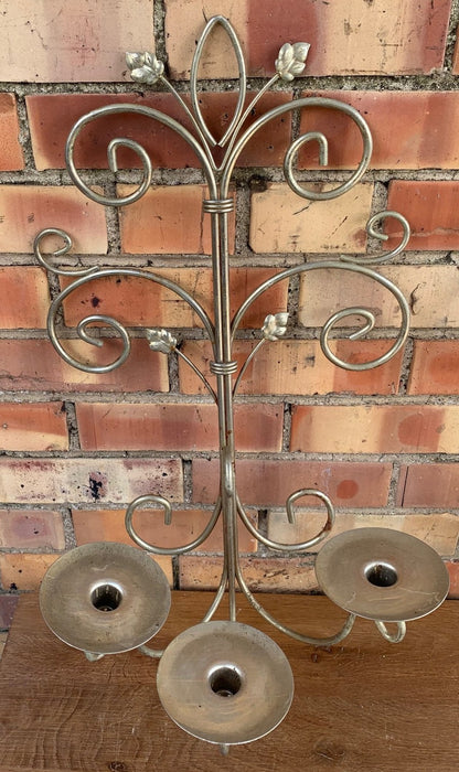 PAIR OF SILVER COLOR ROD IRON CANDLE WALL SCONCES