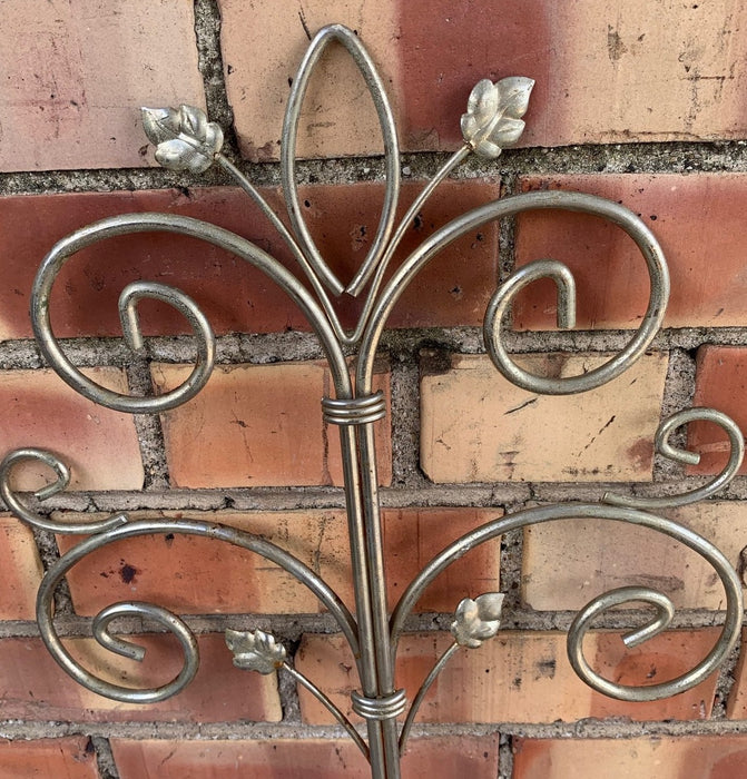 PAIR OF SILVER COLOR ROD IRON CANDLE WALL SCONCES
