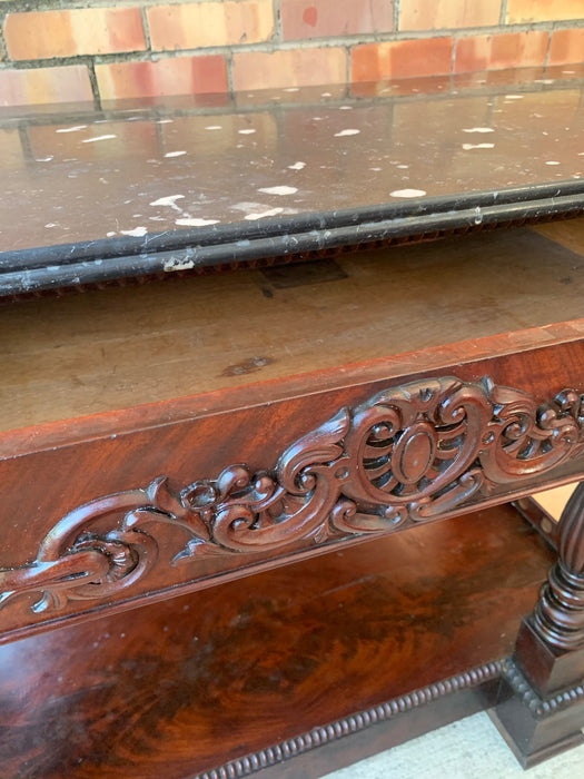 BLACK MARBLE TOP LARGE MAHOGANY 19TH CENTURY CONSOLE