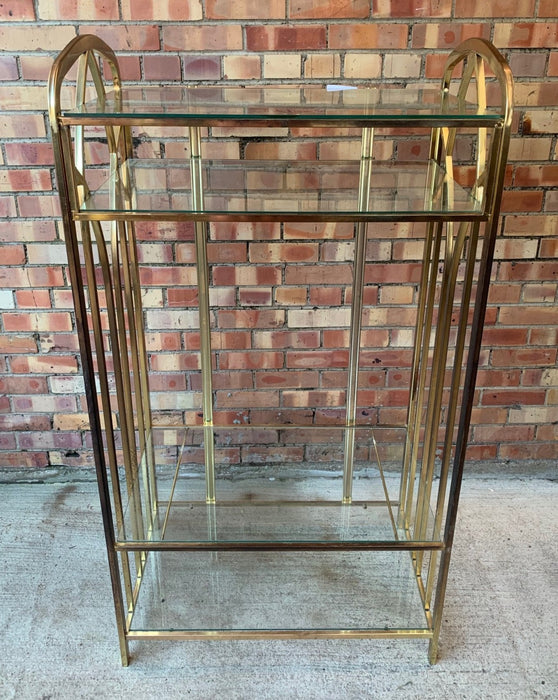 BRASS AND GLASS GOTHIC ETAGERE