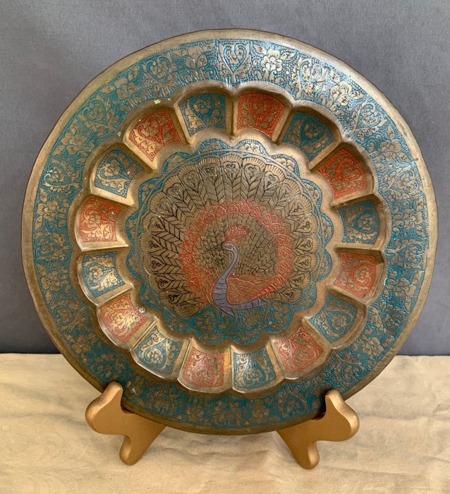 INDIAN BRASS POLYCHROME PLATE