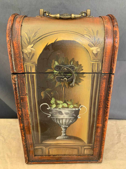 DOMED TALL BOX WITH URN PAINTED ON FRONT
