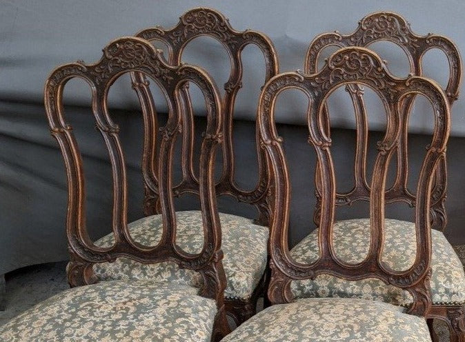 SET OF 4 DARK OAK LIEGES LOOPBACK CHAIRS