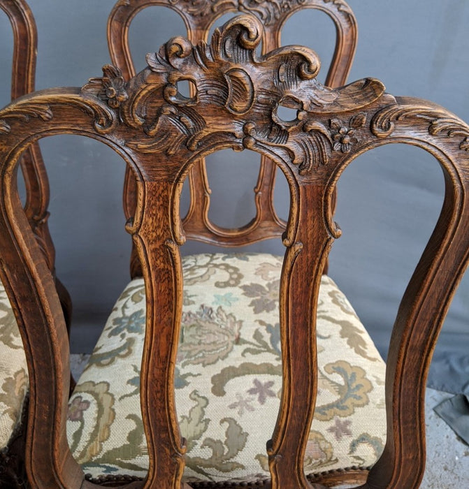 SET OF 6 LIEGES CHAIRS WITH PIERCE CARVED BACKS