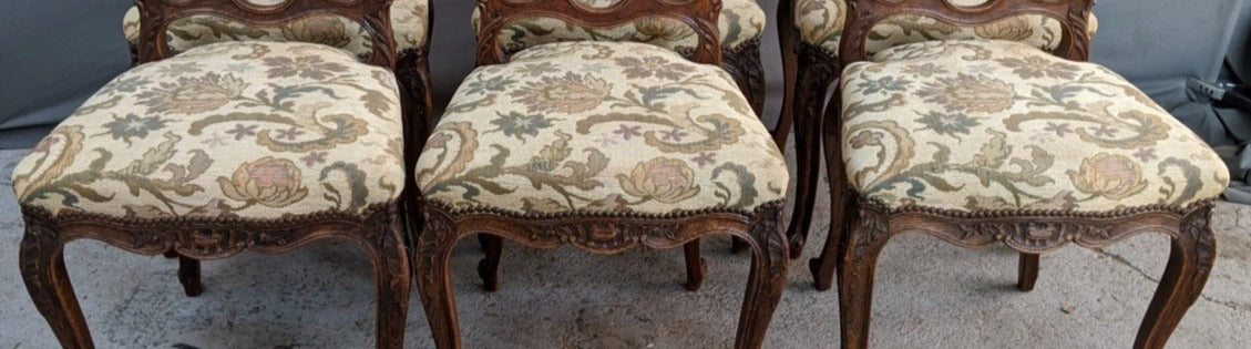 SET OF 6 LIEGES CHAIRS WITH PIERCE CARVED BACKS