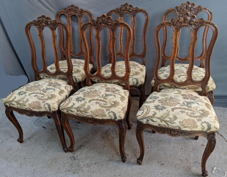 SET OF 6 LIEGES CHAIRS WITH PIERCE CARVED BACKS