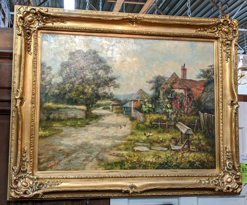 LARGE BUCOLIC FRAMED OIL PAINTING