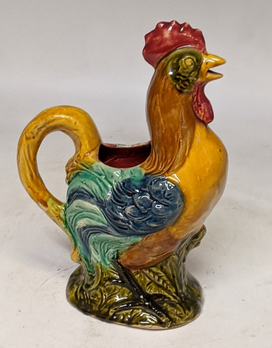 FRENCH MAJOLICA SMALL ROOSTER PITCHER
