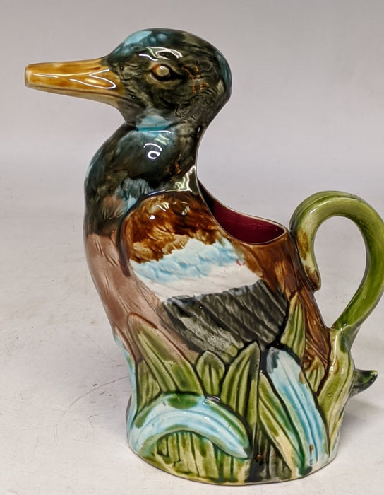 FRENCH MAJOLICA DUCK PITCHER
