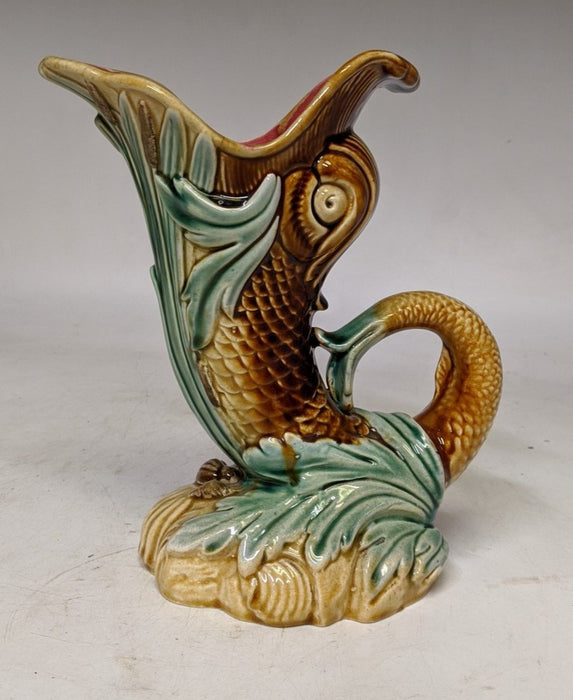 FRENCH MAJOLICA DOLPHIN PITCHER