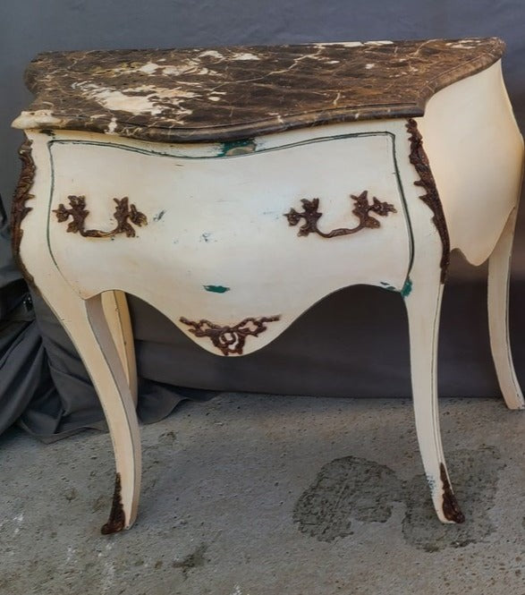 WHITE EMPERADOR MARBLE TOP BOMBE CHEST