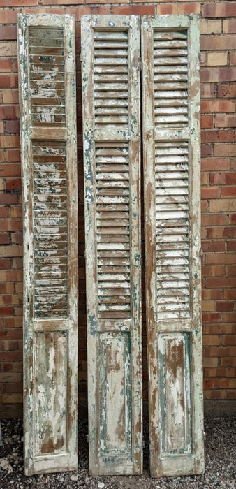 SET OF 3 GREEN  AND WHITE SHUTTERS